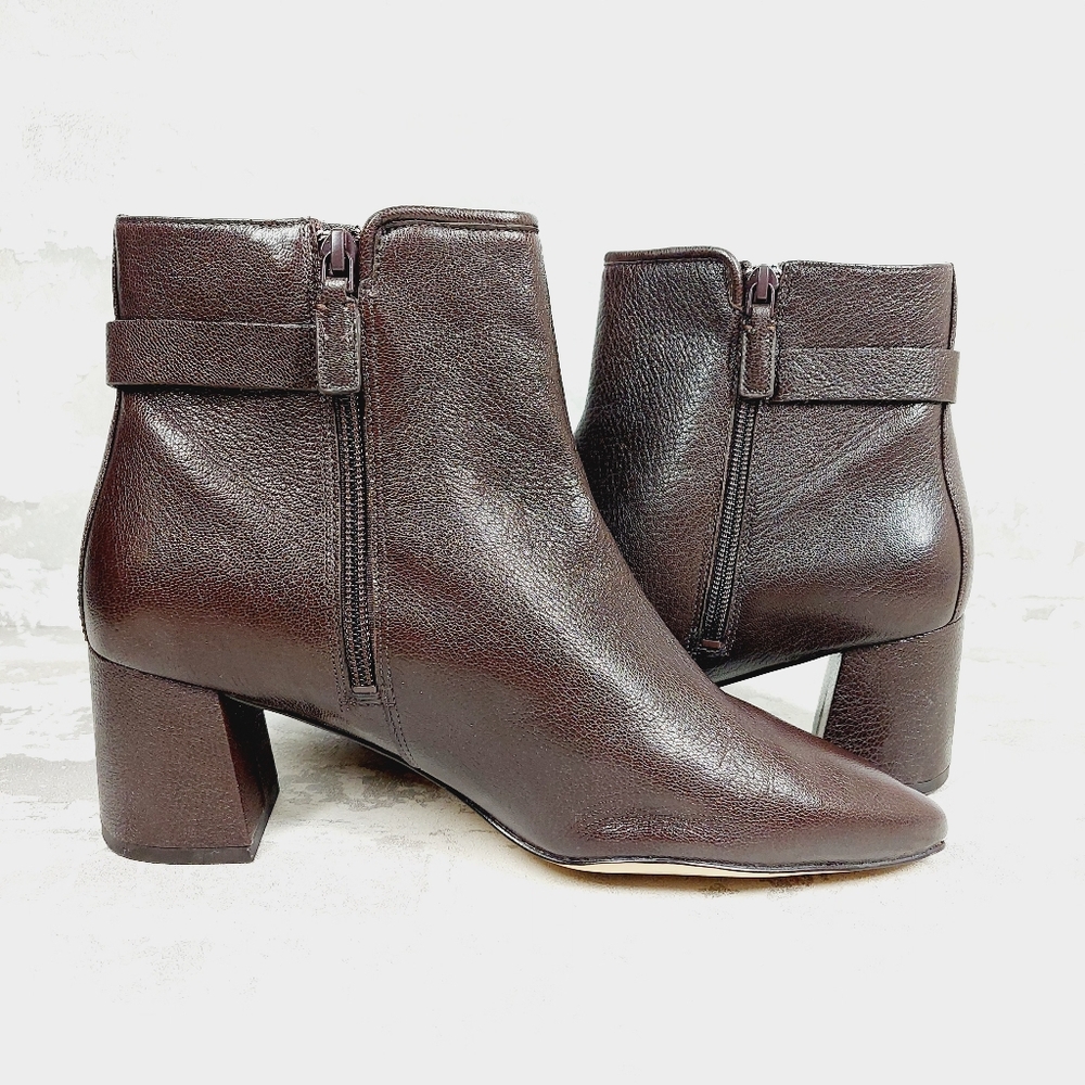 New Cole Haan Ettie Brown Leather Pointy Toe Ankle Boots H250 - Picture 3 of 11